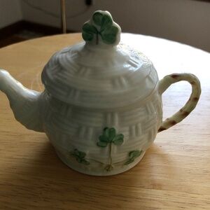 Belleek miniature shamrock teapot